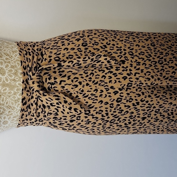LEITH Nordstrom Animal Print Wide Leg Tie Front Crop High Rise Waist Pants 3X - Picture 5 of 15